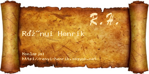Rényi Henrik névjegykártya