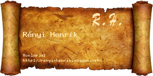 Rényi Henrik névjegykártya